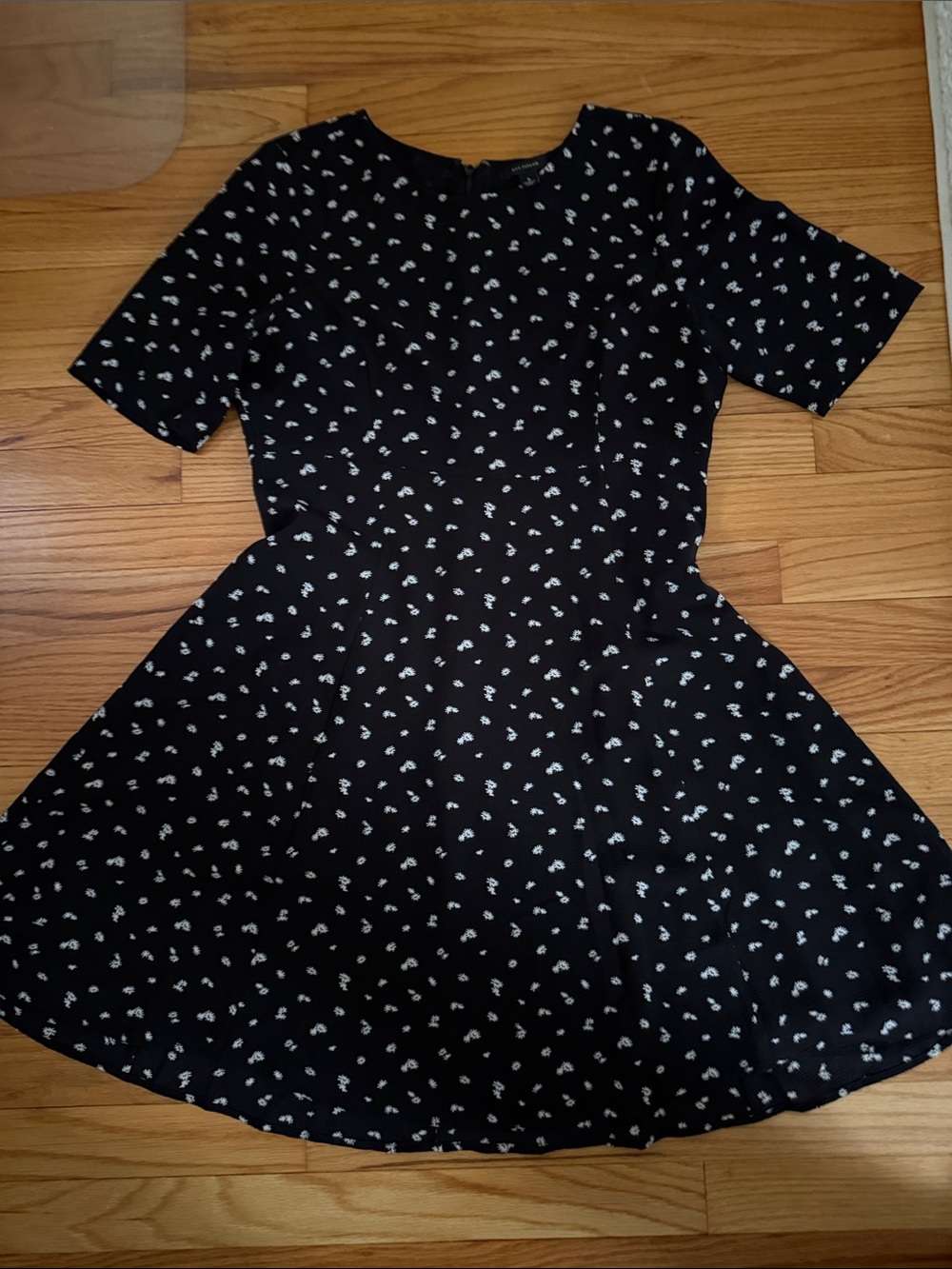 Ann Taylor Black Dress with White Floral Print